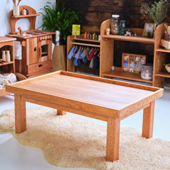 Child's Large Play Table / Activity Table with Elevated Border - Cherry Wood - 2 Finish Options - 42" x 28"
